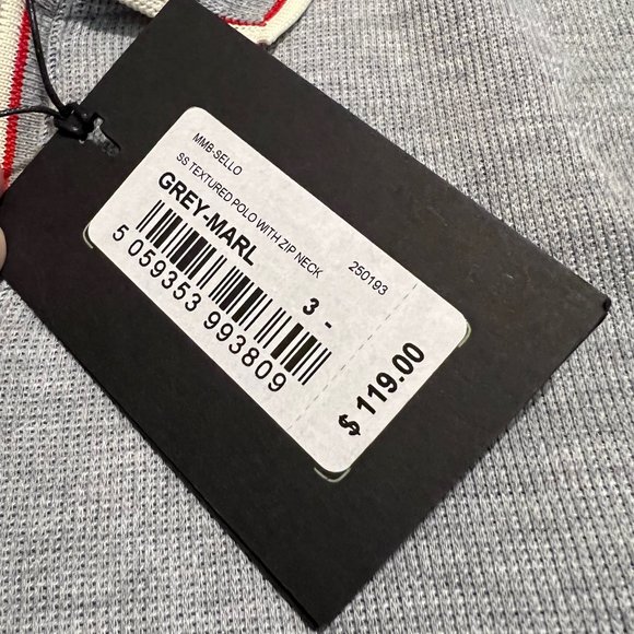 New Mens Ted Baker Gray Textured Polo with Zip Neck - Picture 3 of 3